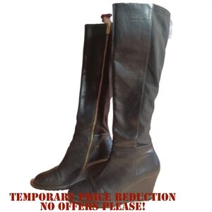 MICHAEL KORS "BROMLEY" LEATHER/FABRIC WEDGE BOOTS SIZE 9.5M